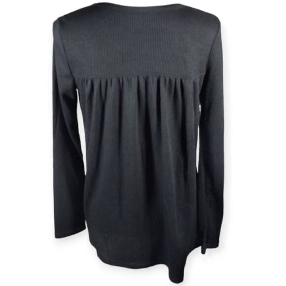 BLACK WAFFLE KNIT TOP SZ.S EUC. - Picture 2 of 6